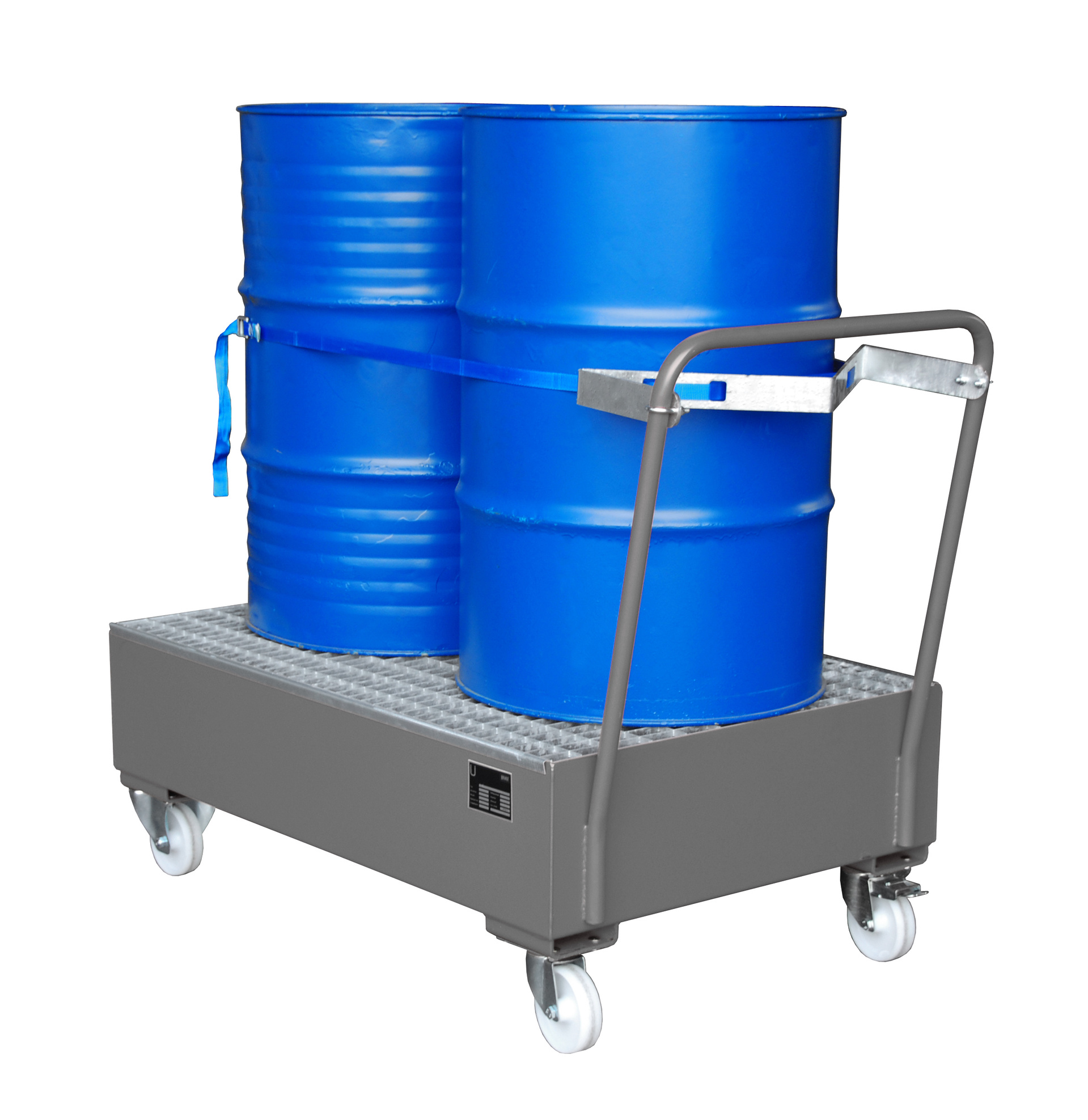 Fahrbare Auffangwanne Typ SERIE 2000 RAL 7005 Mausgrau mit Zubehör